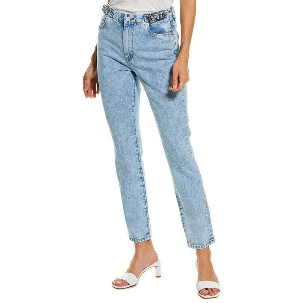 BLANKNYC Bleecker Western Buckle High Rise Slim Jeans Women 27 Blue Light Wash